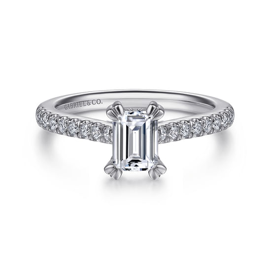Gabriel - 14K White Gold Emerald Cut Diamond Engagement Ring