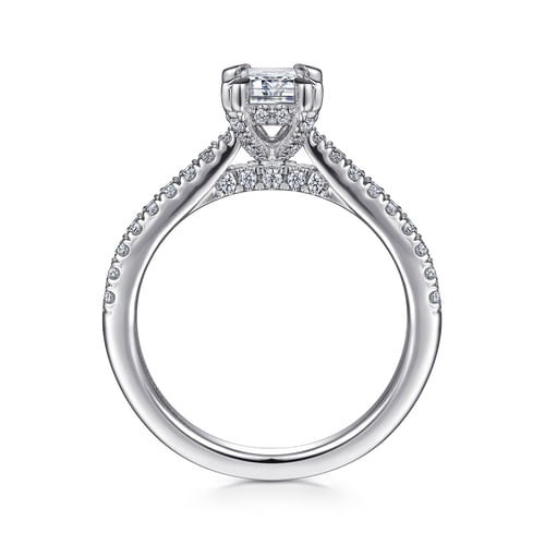 14K White Gold Emerald Cut Diamond Engagement Ring
