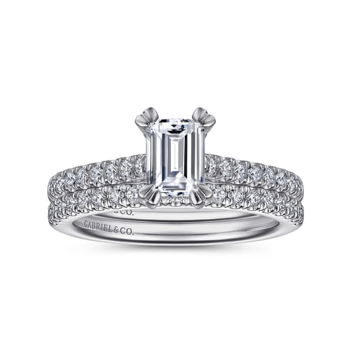 14K White Gold Emerald Cut Diamond Engagement Ring
