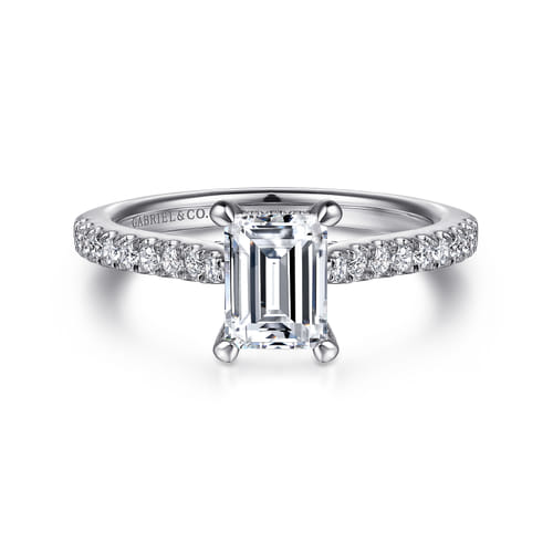 14K White Gold Emerald Cut Diamond Engagement Ring
