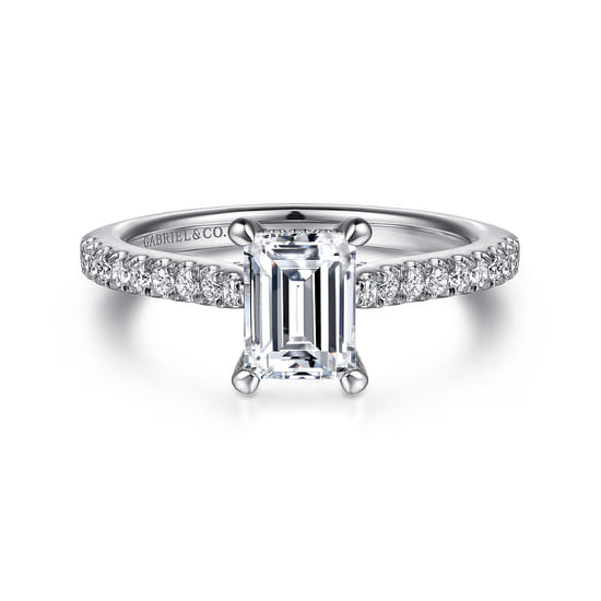 Gabriel - 14K White Gold Emerald Cut Diamond Engagement Ring