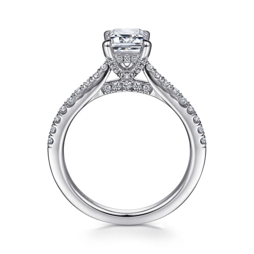 14K White Gold Emerald Cut Diamond Engagement Ring