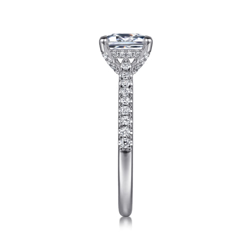14K White Gold Emerald Cut Diamond Engagement Ring