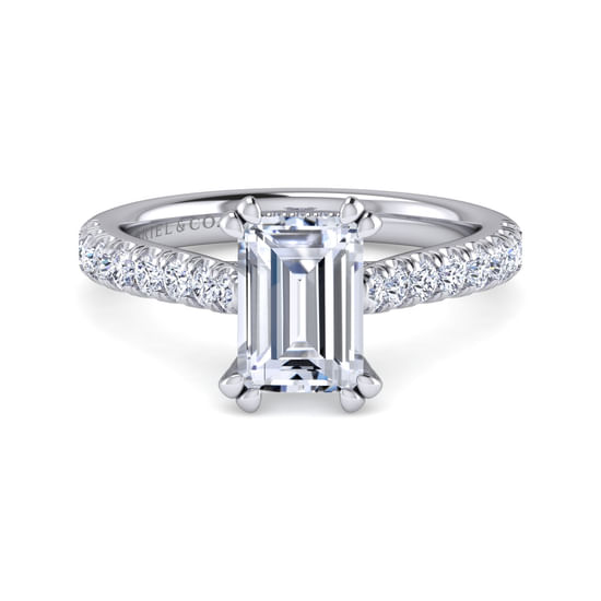 Gabriel - 14K White Gold Emerald Cut Diamond Engagement Ring