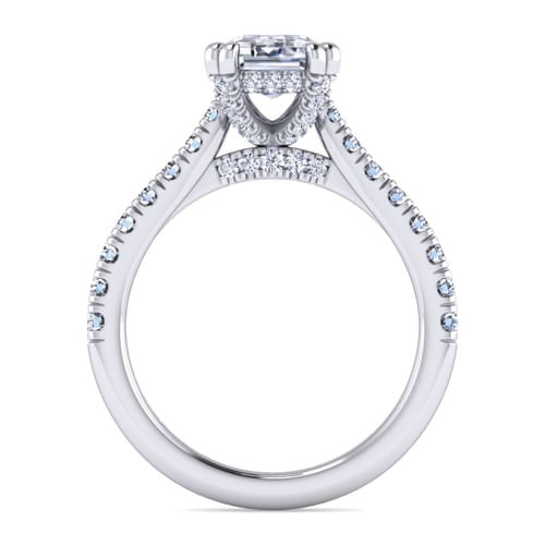 14K White Gold Emerald Cut Diamond Engagement Ring