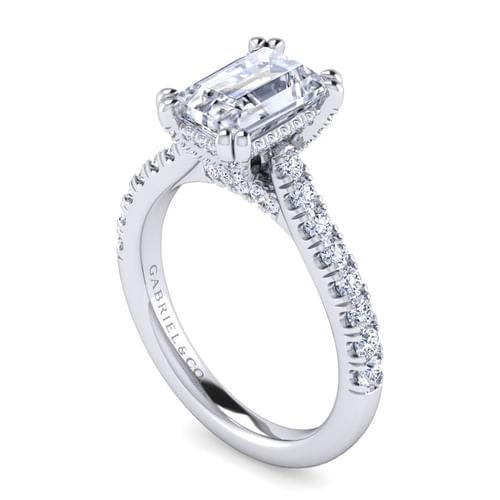 14K White Gold Emerald Cut Diamond Engagement Ring