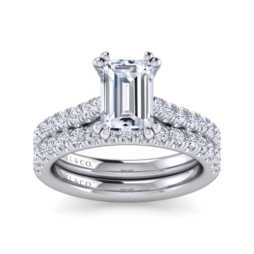 14K White Gold Emerald Cut Diamond Engagement Ring