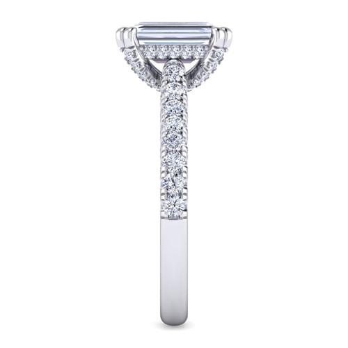 14K White Gold Emerald Cut Diamond Engagement Ring