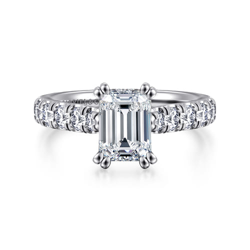 14K White Gold Emerald Cut Diamond Engagement Ring
