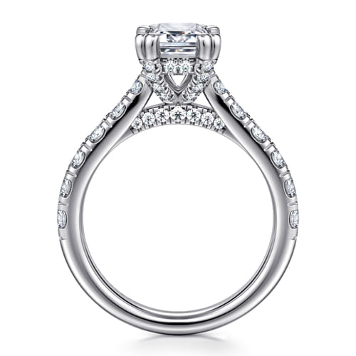 14K White Gold Emerald Cut Diamond Engagement Ring