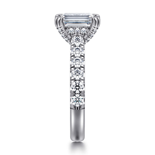 14K White Gold Emerald Cut Diamond Engagement Ring