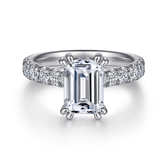 Gabriel - 14K White Gold Emerald Cut Diamond Engagement Ring