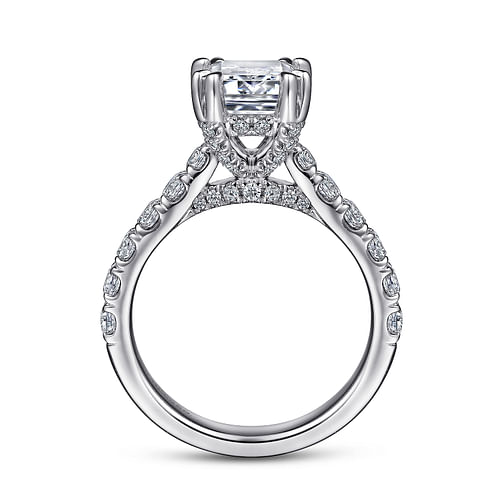 14K White Gold Emerald Cut Diamond Engagement Ring