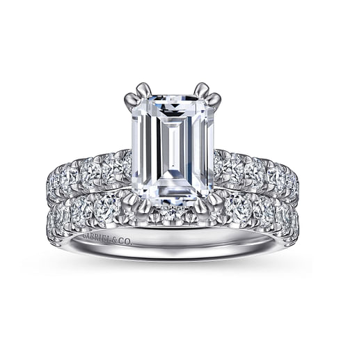 14K White Gold Emerald Cut Diamond Engagement Ring