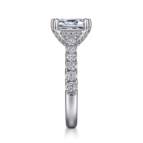 14K White Gold Emerald Cut Diamond Engagement Ring