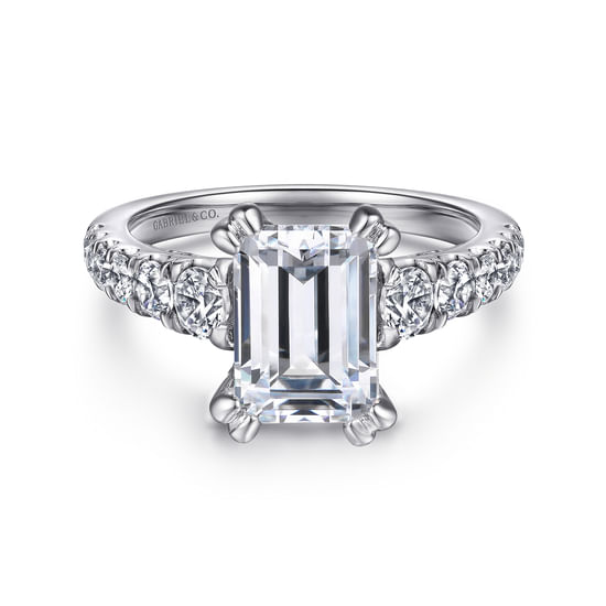 Gabriel - 14K White Gold Emerald Cut Diamond Engagement Ring