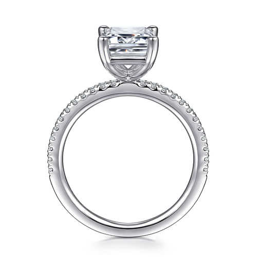 14K White Gold Emerald Cut Diamond Engagement Ring