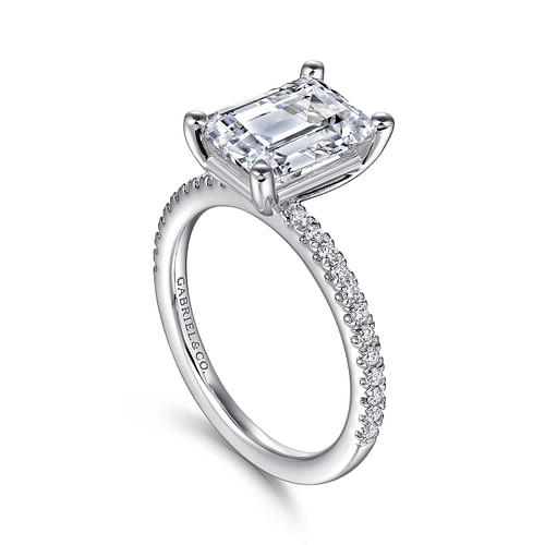 14K White Gold Emerald Cut Diamond Engagement Ring