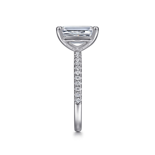 14K White Gold Emerald Cut Diamond Engagement Ring