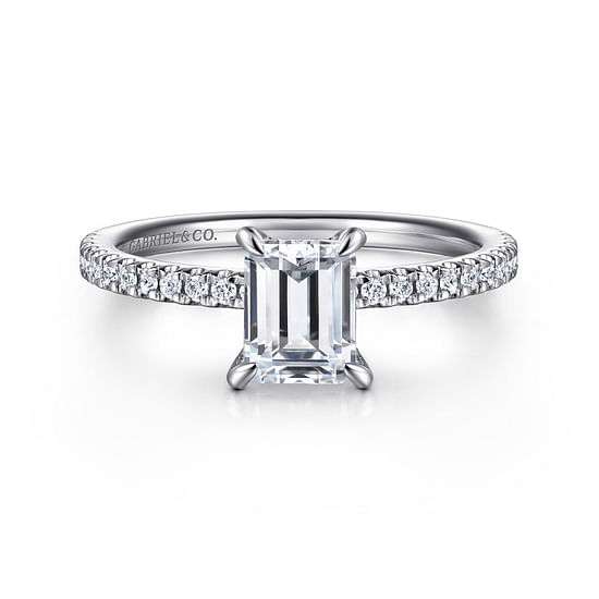Gabriel - 14K White Gold Emerald Cut Diamond Engagement Ring