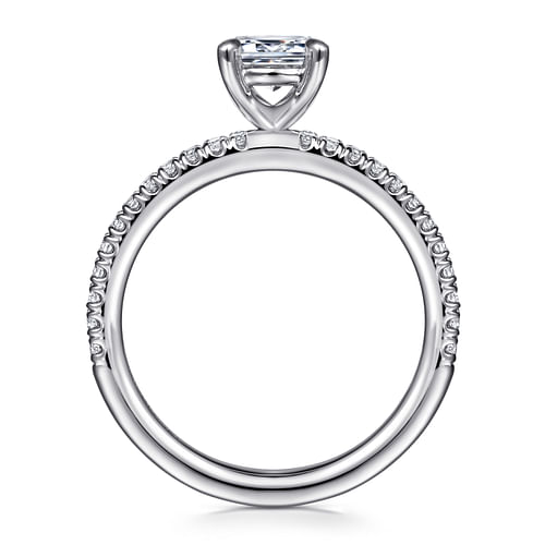 14K White Gold Emerald Cut Diamond Engagement Ring