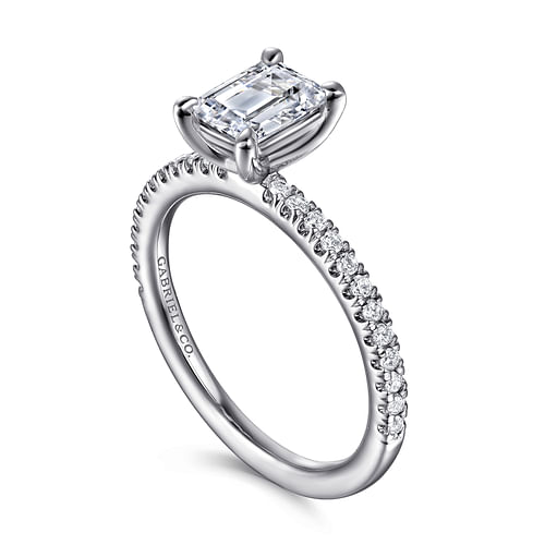 14K White Gold Emerald Cut Diamond Engagement Ring