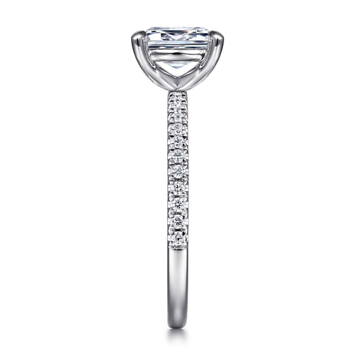 14K White Gold Emerald Cut Diamond Engagement Ring