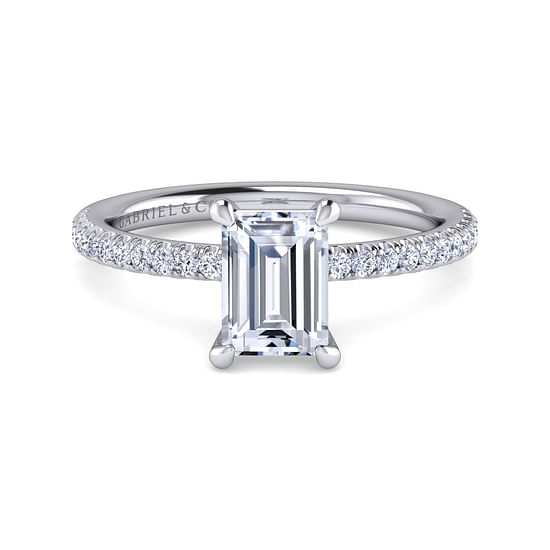 Gabriel - 14K White Gold Emerald Cut Diamond Engagement Ring
