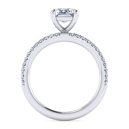 14K White Gold Emerald Cut Diamond Engagement Ring