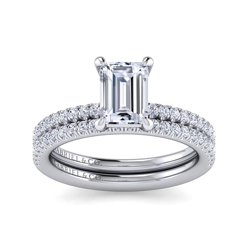 14K White Gold Emerald Cut Diamond Engagement Ring