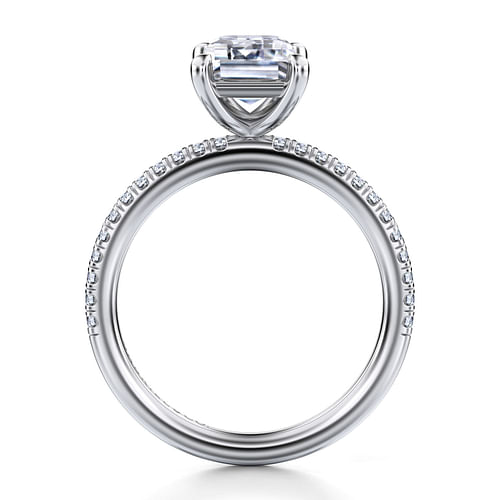 14K White Gold Emerald Cut Diamond Engagement Ring