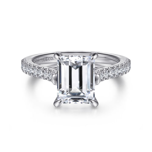 14K White Gold Emerald Cut Diamond Engagement Ring