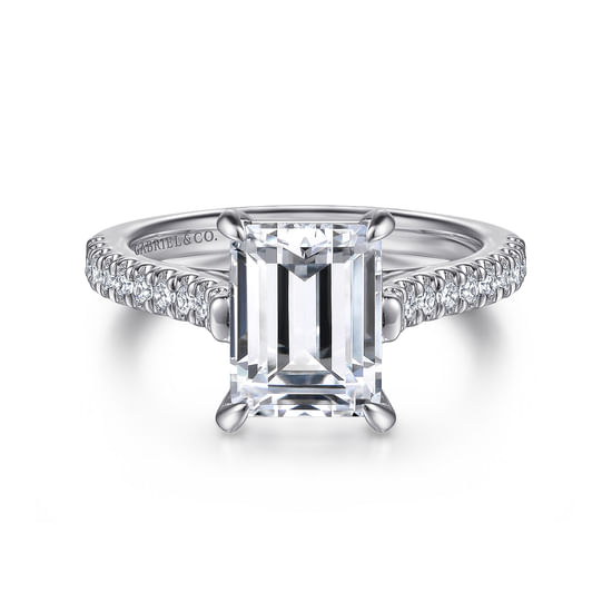 Gabriel - 14K White Gold Emerald Cut Diamond Engagement Ring