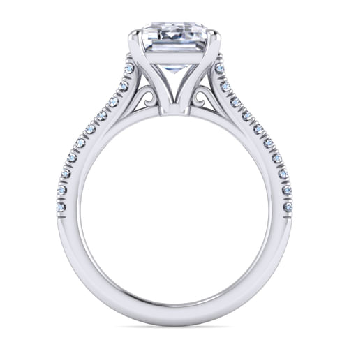 14K White Gold Emerald Cut Diamond Engagement Ring