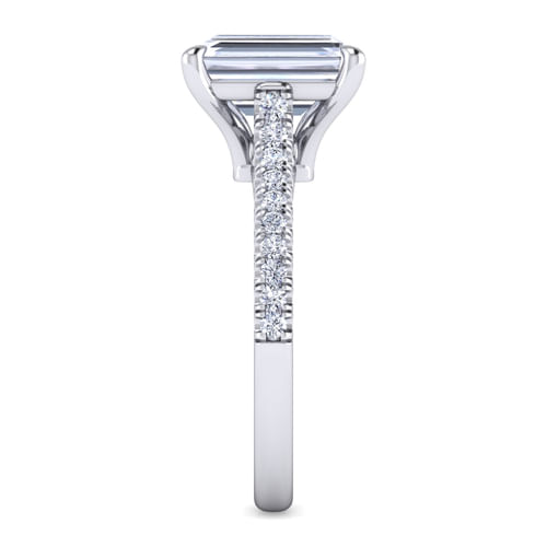 14K White Gold Emerald Cut Diamond Engagement Ring