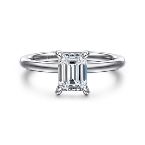 14K White Gold Emerald Cut Diamond Engagement Ring