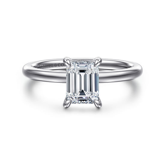 Gabriel - 14K White Gold Emerald Cut Diamond Engagement Ring