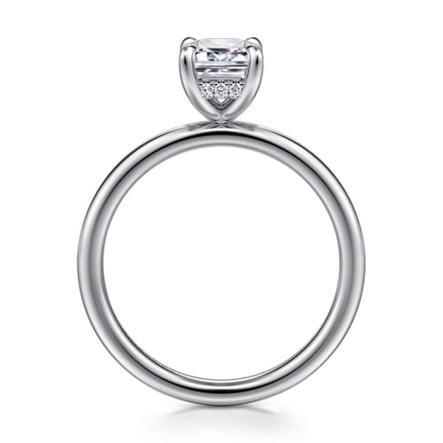 14K White Gold Emerald Cut Diamond Engagement Ring