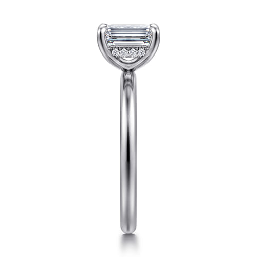 14K White Gold Emerald Cut Diamond Engagement Ring