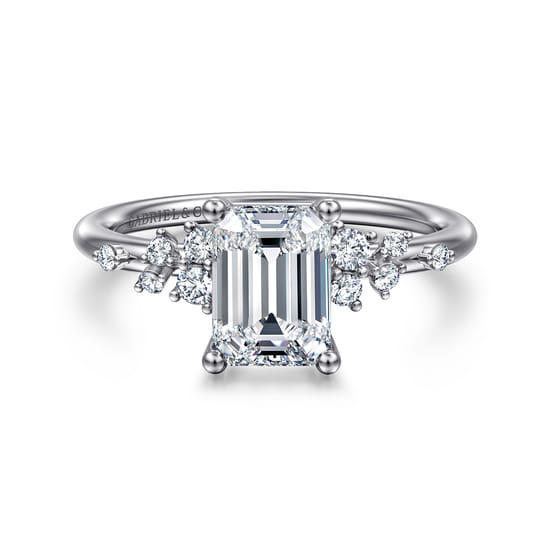 Gabriel - 14K White Gold Emerald Cut Diamond Engagement Ring