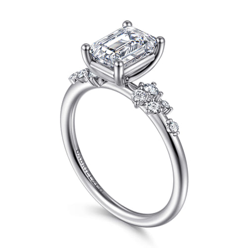 14K White Gold Emerald Cut Diamond Engagement Ring