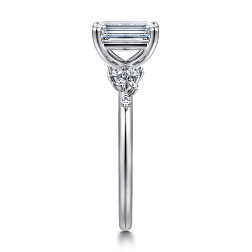 14K White Gold Emerald Cut Diamond Engagement Ring