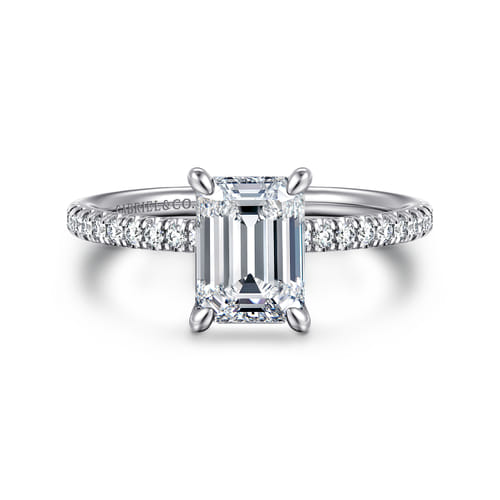14K White Gold Emerald Cut Diamond Engagement Ring