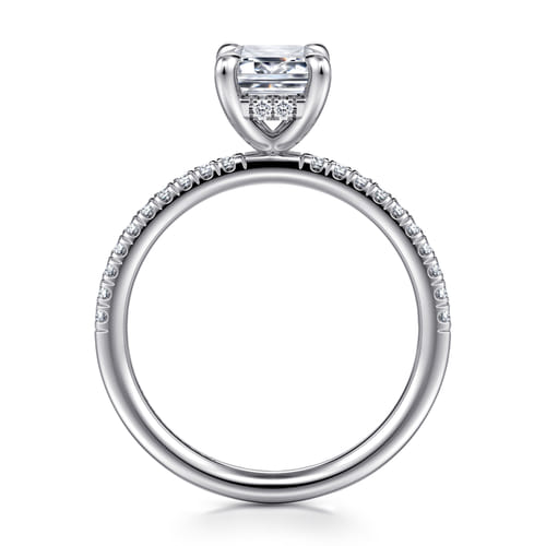 14K White Gold Emerald Cut Diamond Engagement Ring