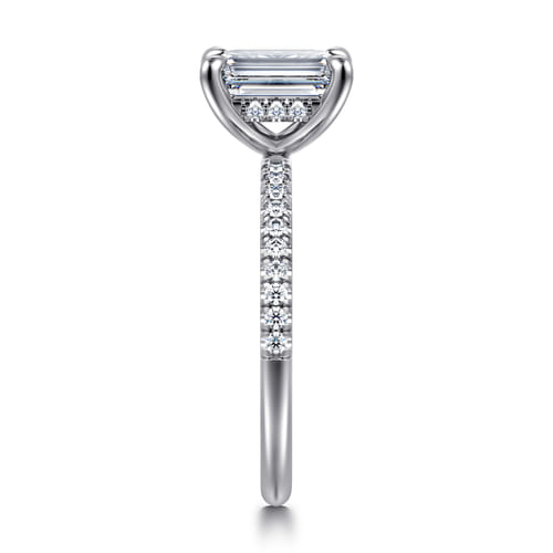 14K White Gold Emerald Cut Diamond Engagement Ring