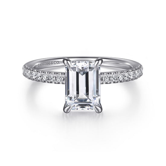 Gabriel - 14K White Gold Emerald Cut Diamond Engagement Ring