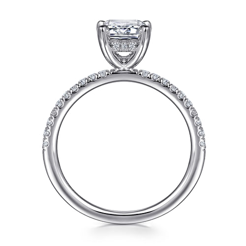 14K White Gold Emerald Cut Diamond Engagement Ring
