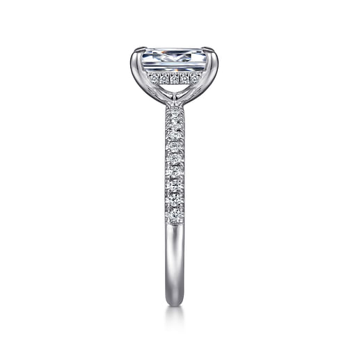 14K White Gold Emerald Cut Diamond Engagement Ring