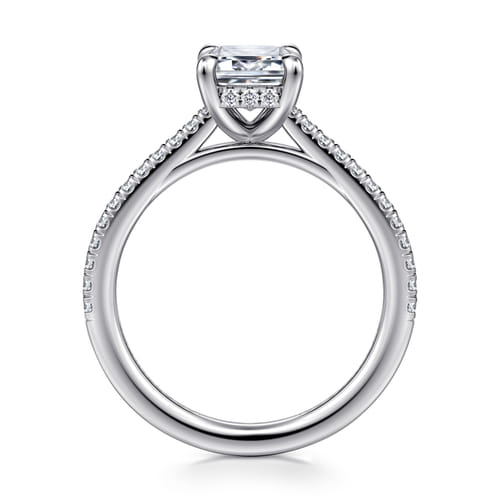 14K White Gold Emerald Cut Diamond Engagement Ring
