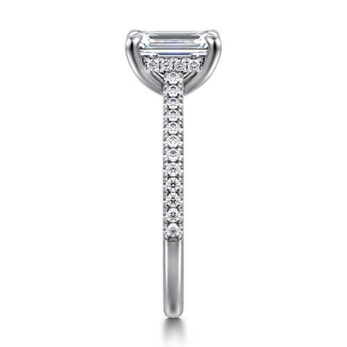 14K White Gold Emerald Cut Diamond Engagement Ring